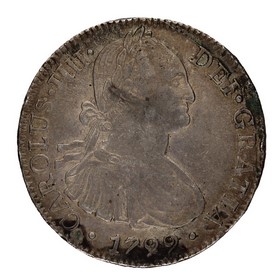 Moneda Carlos IV 8 Reales Plata 1799 México FM 27,03g