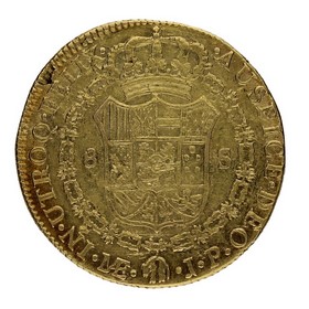 Moneda Fernando VII 8 Escudos Oro 1811 Lima JP 26,94g