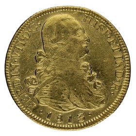 Moneda Fernando VII 8 Escudos Oro 1813 Santiago FJ 27,02g