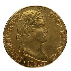 Moneda Fernando VII 2 Escudos Oro 1824 Madrid AJ 6,74g
