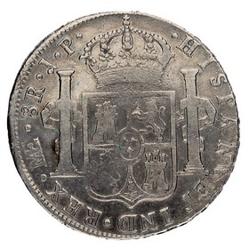 Moneda Fernando VII 8 Reales Plata 1811 Lima JP 26,24g