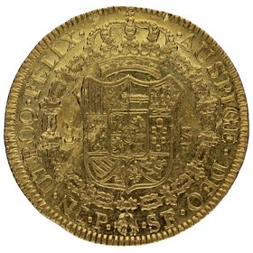 Moneda Carlos III 8 Escudos Oro 1787 Popayan SF 26,97g
