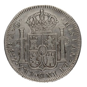 Moneda Fernando VII 8 Reales Plata 1820 Zacatecas AG 26,70g