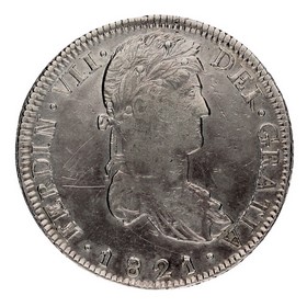 Moneda Fernando VII 8 Reales Plata 1821 Zacatecas RG 26,43g