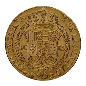 Moneda Isabel II 80 Reales Oro 1835 Madrid CR 6,77g