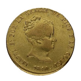 Moneda Isabel II 80 Reales Oro 1840 Sevilla RD 6,64g