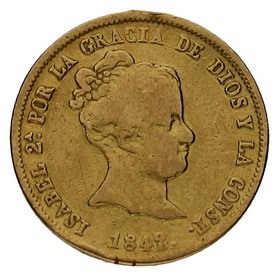 Moneda Isabel II 80 Reales Oro 1842 Madrid CL 6,64g