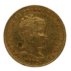 Moneda Isabel II 80 Reales Oro 1843 Madrid CL 6,79g