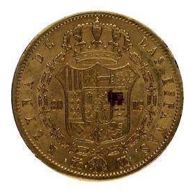Moneda Isabel II 80 Reales Oro 1843 Madrid CL 6,79g