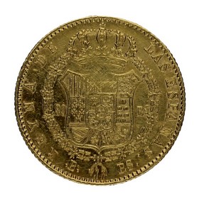 Moneda Isabel II 80 Reales Oro 1844 Barcelona PS 6,72g
