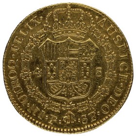 Moneda Carlos III 4 Escudos Oro 1779 Popayan SF 13,43g