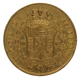 Moneda Isabel II 80 Reales Oro 1845 Madrid CL 6,71g