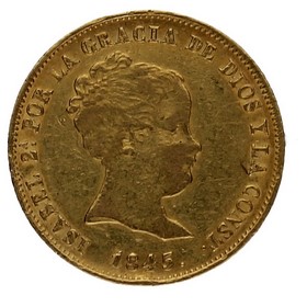 Moneda Isabel II 80 Reales Oro 1845 Madrid CL 6,65g
