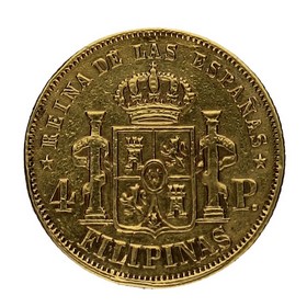 Moneda Isabel II 4 Pesos Oro 1861 Manila 6,78g