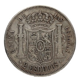 Moneda Isabel II 2 Escudos Plata 1867 Madrid 25,88g