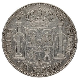 Moneda Isabel II 1 Escudo Plata 1867 Madrid 12,83g