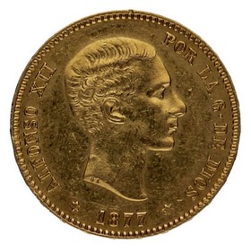 Moneda Alfonso XII 25 Pesetas Oro 1876 8,07g