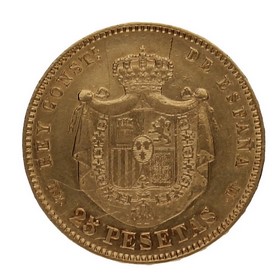 Moneda Alfonso XII 25 Pesetas Oro 1876 8,04g