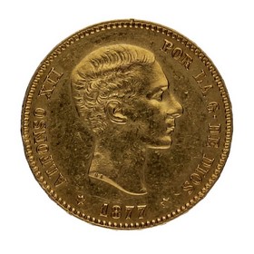 Moneda Alfonso XII 25 Pesetas Oro 1877 8,05g