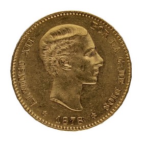 Moneda Alfonso XII 25 Pesetas Oro 1878 8,06g