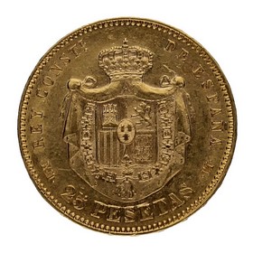 Moneda Alfonso XII 25 Pesetas Oro 1878 8,06g
