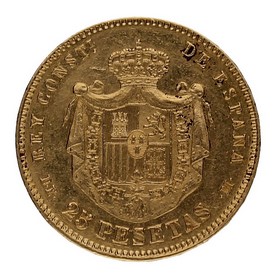 Moneda Alfonso XII 25 Pesetas Oro 1878 8,05g