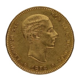 Moneda Alfonso XII 25 Pesetas Oro 1878 8,07g