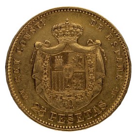 Moneda Alfonso XII 25 Pesetas Oro 1878 8,07g