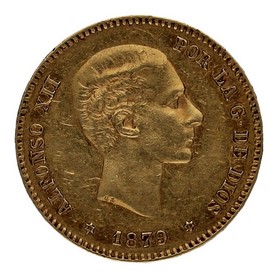 Moneda Alfonso XII 25 Pesetas Oro 1879 8,03g