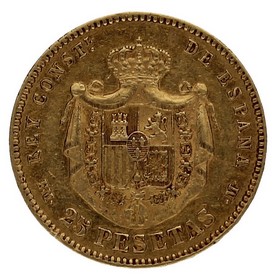 Moneda Alfonso XII 25 Pesetas Oro 1879 8,03g