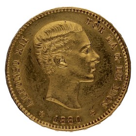 Moneda Alfonso XII 25 Pesetas Oro 1880 8,04g