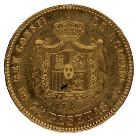 Moneda Alfonso XII 25 Pesetas Oro 1880 8,04g