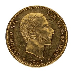 Moneda Alfonso XII 25 Pesetas Oro 1881 8,06g