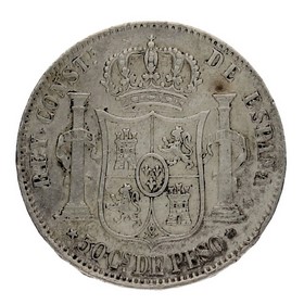 Moneda Alfonso XII 50 centimos de Peso Plata 1885 Manila 12,92g