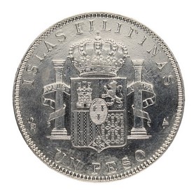 Moneda Alfonso XIII 1 Peso Plata 1897 Manila 24,82g