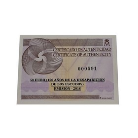 Moneda 50 Euros  150 años desaparición Escudos Oro 2018 3,37g
