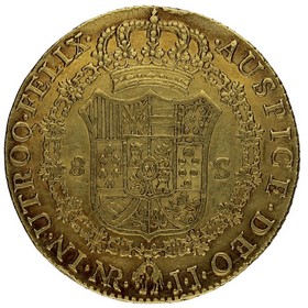 Moneda Carlos IV 8 Escudos Oro 1801 Santa Fe JJ 26,90g