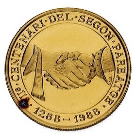 Moneda Andorra 250 Diners 7e Centenari del Segon Pareatge Oro 1988 11,98g