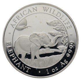 Moneda Somalia 100 Shillings Elefante Africano Plata 2019 1oz