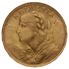 Moneda Suiza 20 Francos Oro 1935 6,45g