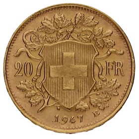 Moneda Suiza 20 Francos Oro 1947 6,45g