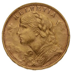 Moneda Suiza 20 Francos Oro 1947 6,45g
