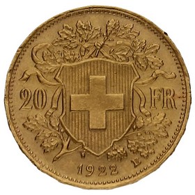 Moneda Suiza 20 Francos Oro 1922 6,44g