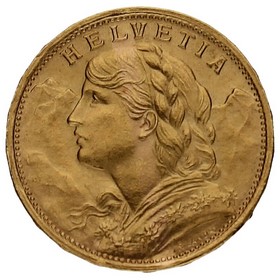 Moneda Suiza 20 Francos Oro 1922 6,44g