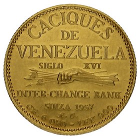 Medalla Venezuela Caciques Oro 1957 6,04g