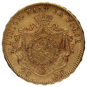 Moneda Bélgica 20 Francos Oro 1876 6,43g
