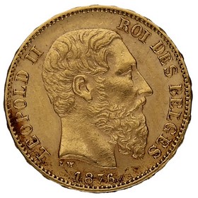 Moneda Bélgica 20 Francos Oro 1876 6,43g