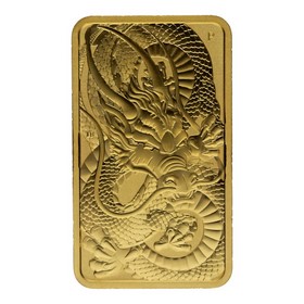 Moneda Australia 100 dollars Dragón Rectangular  Oro 2021 1oz