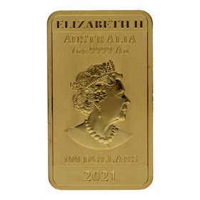 Moneda Australia 100 dollars Dragón Rectangular  Oro 2021 1oz