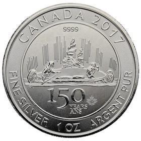 Moneda Canadá 5 Dollars 150 años autonomía Canada Plata 2017 1oz